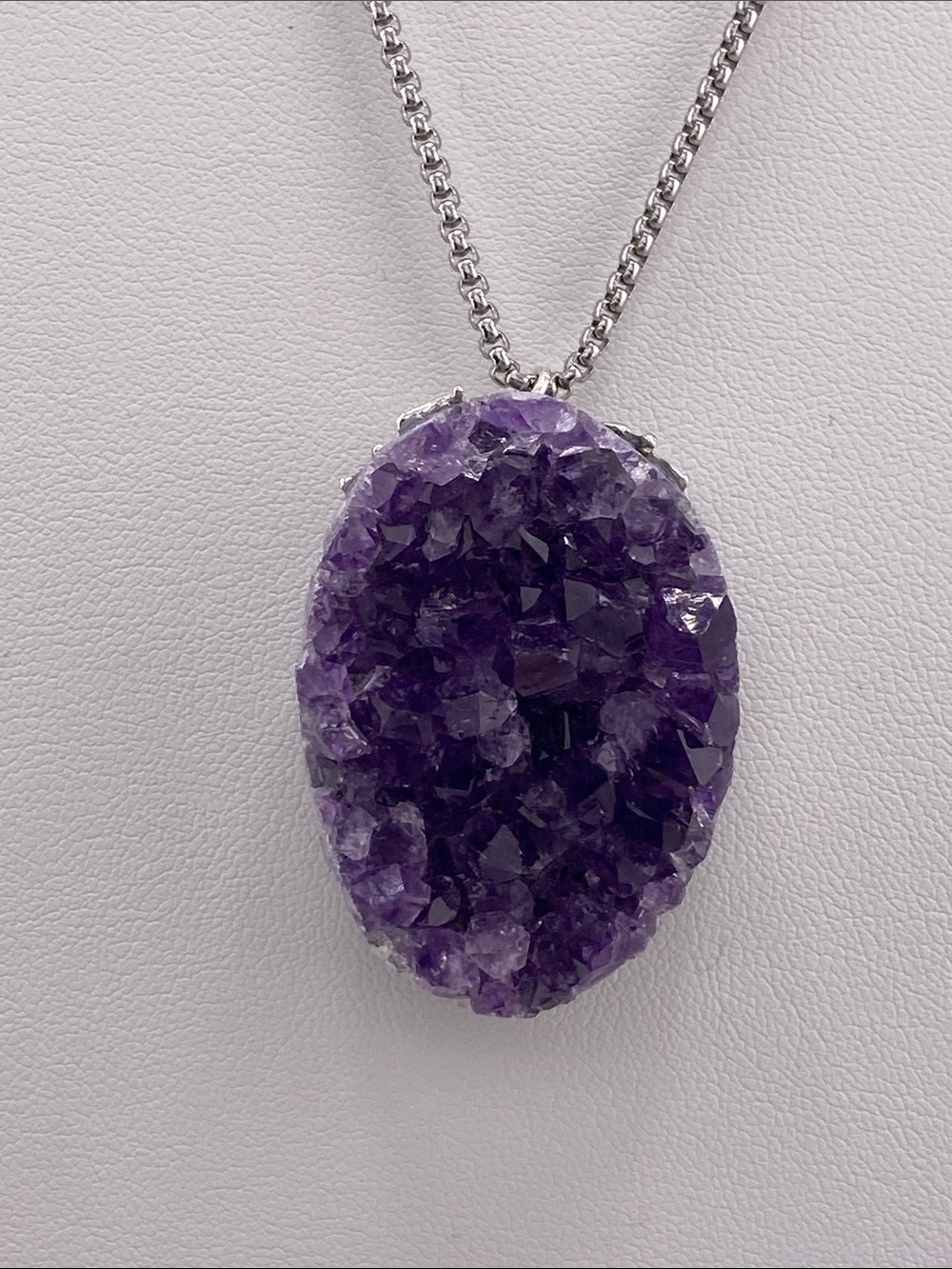 Purple Amethyst Druzy Pendant Necklace - Women Jewelry